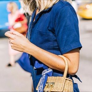 Vintage Gold Wicker Bag